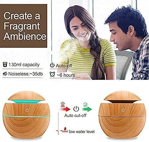 Essential Oil Diffuser Round Ball Shape Aromatherapy Diffuser & Ultrasonic Cool Mist Humidifier Natural Aroma Therapy Air Diffusers for Home, Office, Bedroom, Babies, Office and Car (Wood)