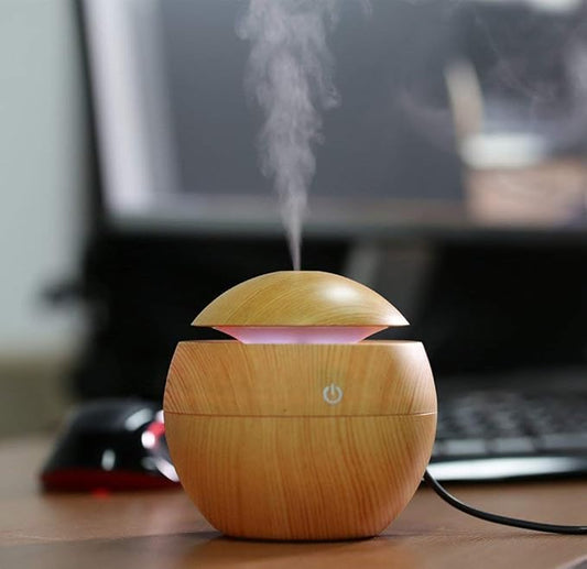 Essential Oil Diffuser Round Ball Shape Aromatherapy Diffuser & Ultrasonic Cool Mist Humidifier Natural Aroma Therapy Air Diffusers for Home, Office, Bedroom, Babies, Office and Car (Wood)