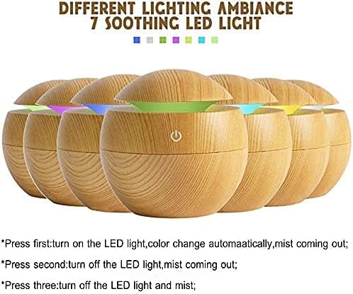 Essential Oil Diffuser Round Ball Shape Aromatherapy Diffuser & Ultrasonic Cool Mist Humidifier Natural Aroma Therapy Air Diffusers for Home, Office, Bedroom, Babies, Office and Car (Wood)