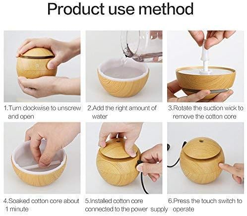 Essential Oil Diffuser Round Ball Shape Aromatherapy Diffuser & Ultrasonic Cool Mist Humidifier Natural Aroma Therapy Air Diffusers for Home, Office, Bedroom, Babies, Office and Car (Wood)
