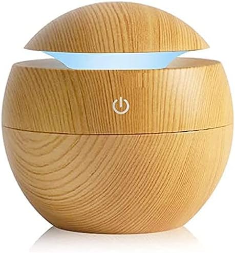 Essential Oil Diffuser Round Ball Shape Aromatherapy Diffuser & Ultrasonic Cool Mist Humidifier Natural Aroma Therapy Air Diffusers for Home, Office, Bedroom, Babies, Office and Car (Wood)